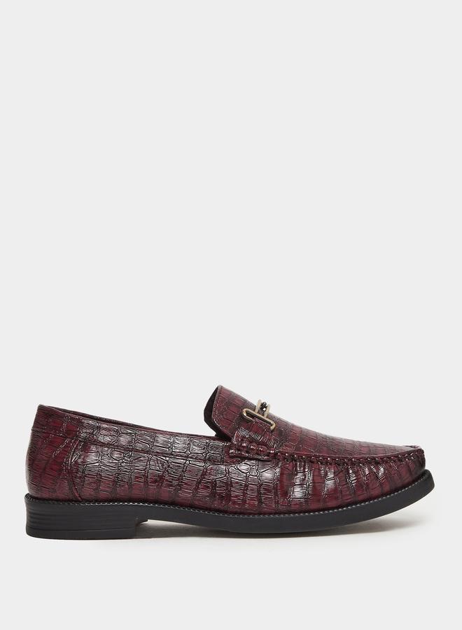 Styli Men Animal Textured Metal Slip On Loafers - Image 1